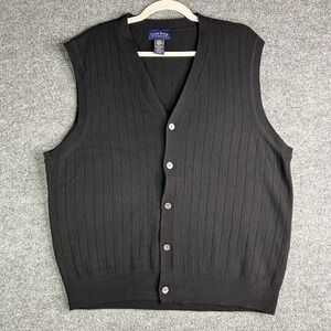 Vintage Clubroom By‎ Charter Club Vest Lambswool Mens Size Large Preppy Black